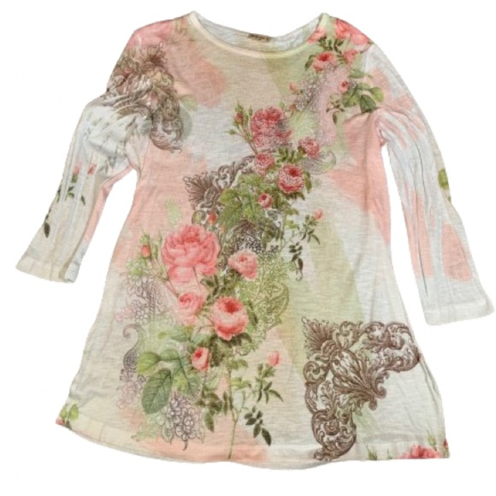 Vintage Studio Gem E Size Xl Punk Y2K Pink Roses Rhinestone
